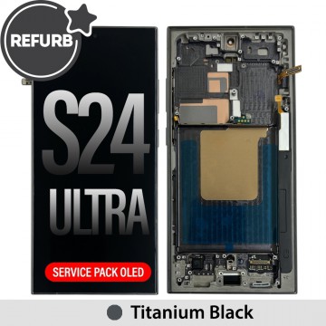 Samsung Galaxy S24 Ultra S928B REFURB OLED Screen Replacement-Titanium Black (SERVICE PACK SCREEN BUT REFURBISH FRAME ASSEMBLED BY CRAZY)