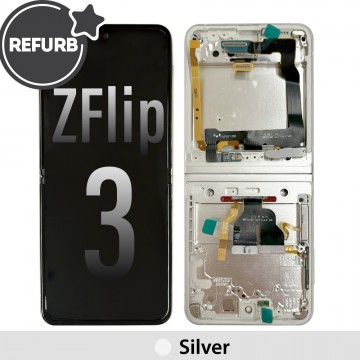 REFURB LCD Screen Digitizer Replacement with Frame for Samsung Galaxy Z Flip 3 5G F711B-Silver