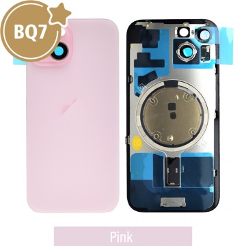 BQ7 Rear Cover Glass with Camera Lens Glass and Magsafe Magnet for iPhone 15-Pink