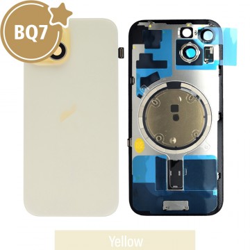 BQ7 Rear Cover Glass with Camera Lens Glass and Magsafe Magnet for iPhone 15-Yellow