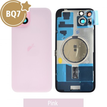 BQ7 Rear Cover Glass with Camera Lens Glass and Magsafe Magnet for iPhone 15 Plus-Pink