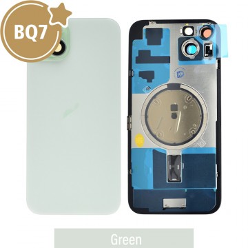 BQ7 Rear Cover Glass with Camera Lens Glass and Magsafe Magnet for iPhone 15 Plus-Green