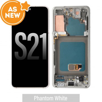 AS NEW-Samsung Galaxy S21 5G G991B OLED Screen Replacement-Phantom White (SERVICE PACK SCREEN AND SERVICE PACK FRAME ASSEMBLED)