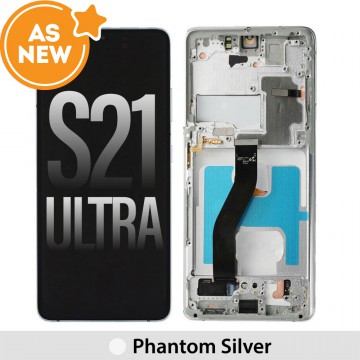 AS NEW-Samsung Galaxy S21 Ultra 5G G998 OLED Screen Replacement-Phantom Silver (SERVICE PACK SCREEN AND SERVICE PACK FRAME ASSEMBLED)