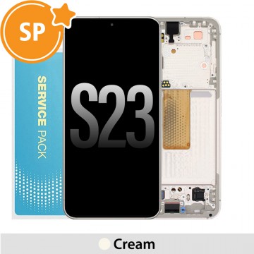 Samsung Galaxy S23 5G S911B OLED Screen Replacement Digitizer with Frame GH82-30480B (Service Pack)-Cream