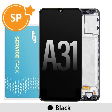 Samsung Galaxy A31 A315F OLED Screen Replacement with Frame Digitizer GH82-22905A/22761A (Service Pack)-Black