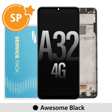 Samsung Galaxy A32 4G A325F OLED Screen Replacement with Frame Digitizer GH82-25566A/25579A (Service Pack)-Black (THIS IS 4G NOT 5G）
