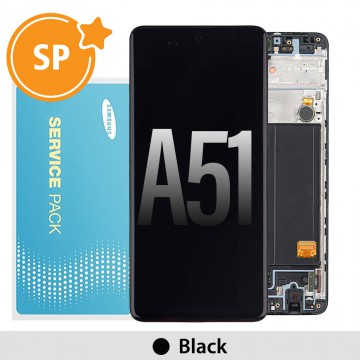 Samsung Galaxy A51 A515F OLED Screen Replacement with Frame Digitizer GH82-21680A/21669A/22084A/22083A (Service Pack)-Black