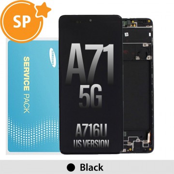 Samsung Galaxy A71 5G A716U Screen Replacement with Frame GH82-23080A (Service Pack)-Black (US Version)