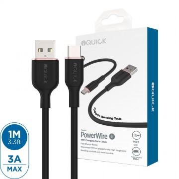 iQuick PowerWire 1 Series TPE Charging Data Cable USB to Type-C 1m (Support Huawei 66W Super Charge)