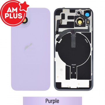AMPLUS Rear Cover Glass with Camera Lens Glass and Wireless NFC Charging with Flash Flex Cable for iPhone 14-Purple
