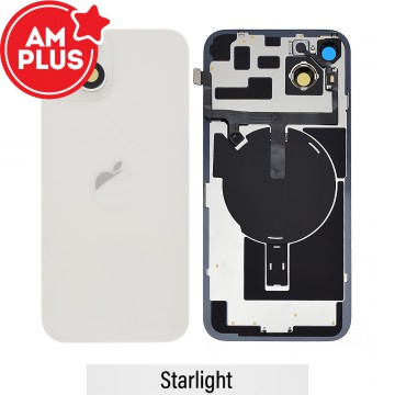 AMPLUS Rear Cover Glass with Camera Lens Glass and Wireless NFC Charging with Flash Flex Cable for iPhone 14 Plus-Starlight