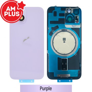 AMPLUS Rear Cover Glass with Camera Lens Glass and Wireless Charging Magnet for iPhone 14-Purple