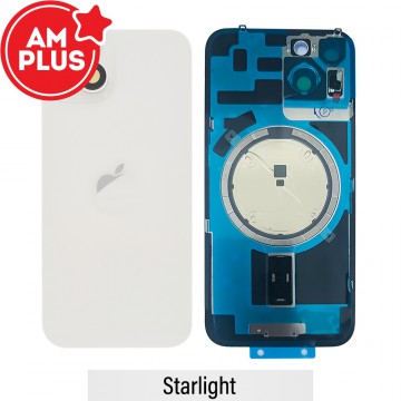 AMPLUS Rear Cover Glass with Camera Lens Glass and Wireless Charging Magnet for iPhone 14-Starlight