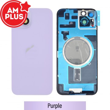 AMPLUS Rear Cover Glass with Camera Lens Glass and Magsafe Magnet for iPhone 14 Plus-Purple
