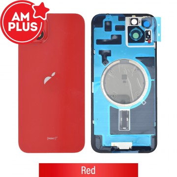 AMPLUS Rear Cover Glass with Camera Lens Glass and Magsafe Magnet for iPhone 14 Plus-Red