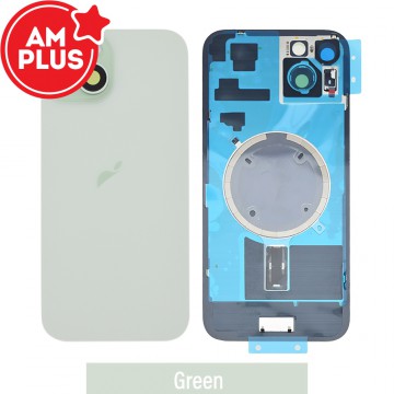 AMPLUS Rear Cover Glass with Camera Lens Glass and Magsafe Magnet for iPhone 15 Plus-Green