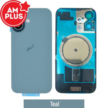 AMPLUS Rear Cover Glass with Camera Lens Glass and Magsafe Magnet for iPhone 16-Teal