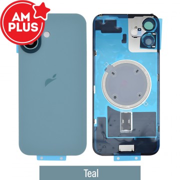 AMPLUS Rear Cover Glass with Camera Lens Glass and Magsafe Magnet for iPhone 16 Plus-Teal