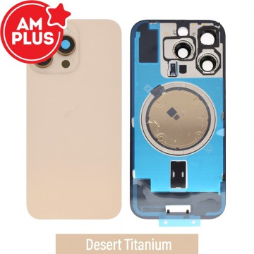 AMPLUS Rear Cover Glass with Camera Lens Glass and Magsafe Magnet for iPhone 16 Pro-Desert Titanium