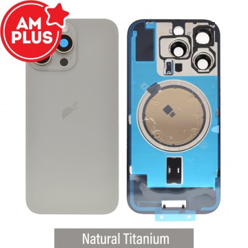 AMPLUS Rear Cover Glass with Camera Lens Glass and Magsafe Magnet for iPhone 16 Pro-Natural Titanium