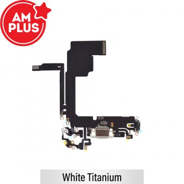 AMPLUS Charging Port for iPhone 15 Pro -White Titanium