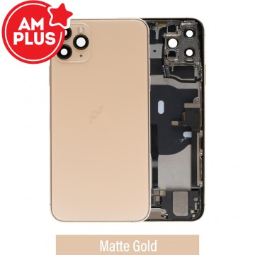 AMPLUS Rear Housing with Full Set Parts for iPhone 11 Pro Max-Matte Gold