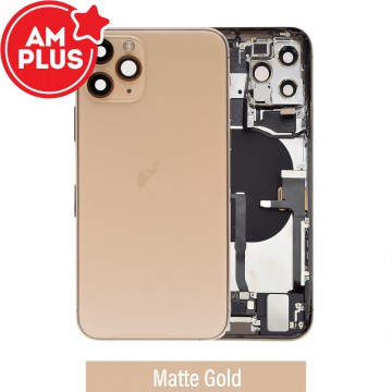 AMPLUS Rear Housing with Full Set Parts for iPhone 11 Pro-Matte Gold