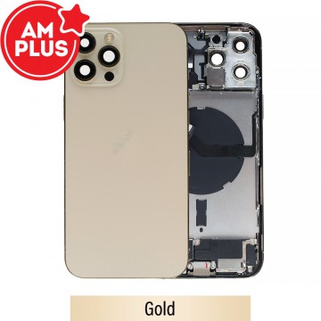 AMPLUS Rear Housing with Full Set Parts for iPhone 12 Pro Max-Gold