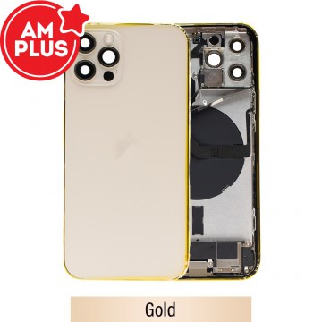 AMPLUS Rear Housing with Full Set Parts for iPhone 12 Pro-Gold