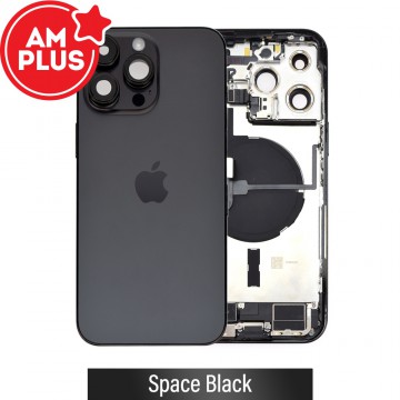 AMPLUS Rear Housing with Full Set Parts for iPhone 14 Pro Max-Space Black