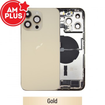 AMPLUS Rear Housing with Full Set Parts for iPhone 14 Pro Max-Gold
