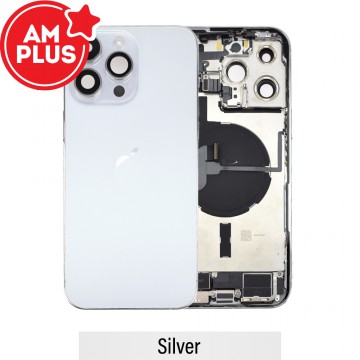 AMPLUS Rear Housing with Full Set Parts for iPhone 14 Pro Max-Silver