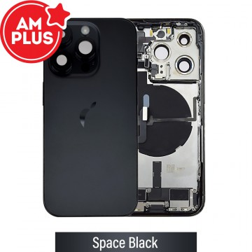 AMPLUS Rear Housing with Full Set Parts for iPhone 14 Pro-Space Black