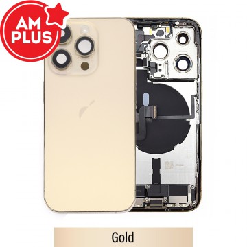 AMPLUS Rear Housing with Full Set Parts for iPhone 14 Pro-Gold