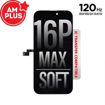 AMPLUS Soft OLED Assembly for iPhone 16 Pro Max Screen Replacement (120HZ, Compatible for IC chip transfer)
