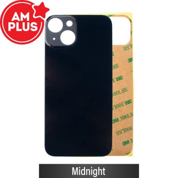 AMPLUS Rear Glass With 3M Adhesive Replacement for iPhone 14 (Camera Frame Aseembly by Factory)-Midnight