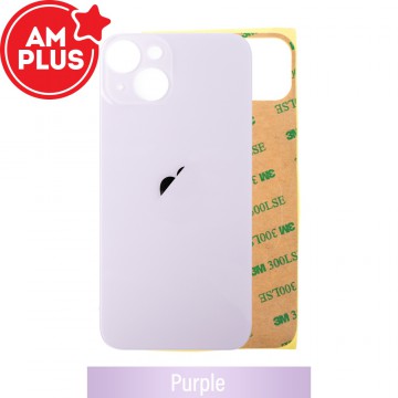 AMPLUS Rear Glass With 3M Adhesive Replacement for iPhone 14 (Camera Frame Aseembly by Factory)-Purple