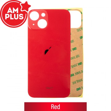 AMPLUS Rear Glass With 3M Adhesive Replacement for iPhone 14 (Camera Frame Aseembly by Factory)-Red