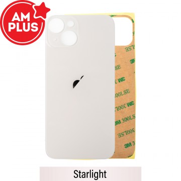 AMPLUS Rear Glass With 3M Adhesive Replacement for iPhone 14 (Camera Frame Aseembly by Factory)-Starlight