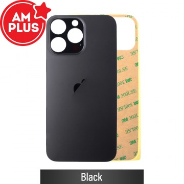 AMPLUS Rear Glass With 3M Adhesive Replacement for iPhone 14 Pro Max (Camera Frame Aseembly by Factory)-Black
