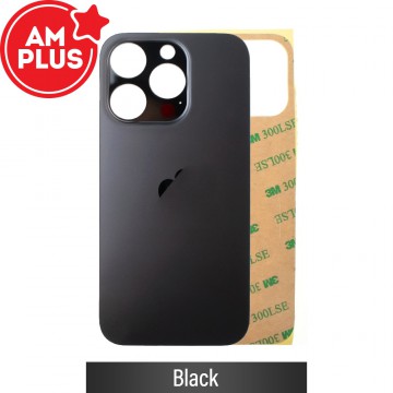 AMPLUS Rear Glass With 3M Adhesive Replacement for iPhone 14 Pro (Camera Frame Aseembly by Factory)-Black