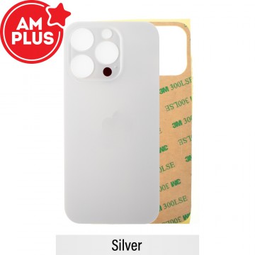 AMPLUS Rear Glass With 3M Adhesive Replacement for iPhone 14 Pro (Camera Frame Aseembly by Factory)-Silver