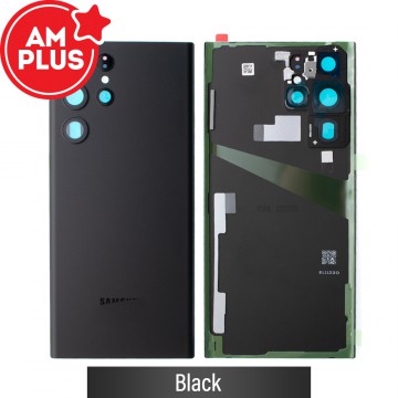 AMPLUS Rear Cover Glass For Samsung Galaxy S22 Ultra S908B-Phantom Black