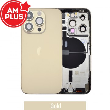 AMPLUS Rear Housing with Small Parts for iPhone 14 Pro-Gold