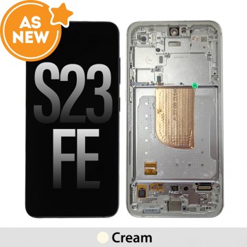 AS NEW-Samsung Galaxy S23 FE OLED Screen Replacement-Cream (SERVICE PACK SCREEN AND SERVICE PACK FRAME ASSEMBLED)
