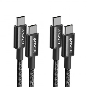 Anker USB-C to USB-C Cable-Black (3.3ft, Braided, 60W, 2Pack) (B8752011) for iPhone 15 16 Series