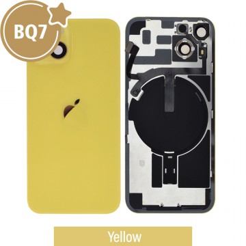 BQ7 Rear Cover Glass with Camera Lens Glass and Wireless NFC Charging with Flash Flex Cable for iPhone 14-Yellow