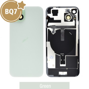 BQ7 Rear Cover Glass with Camera Lens Glass and Wireless NFC Charging with Flash Flex Cable for iPhone 15 Plus-Green