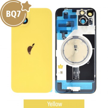 BQ7 Rear Cover Glass with Camera Lens Glass and Magsafe Magnet for iPhone 14 Plus-Yellow